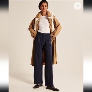 Abercrombie tailored High Rise straight Trouser pant Black